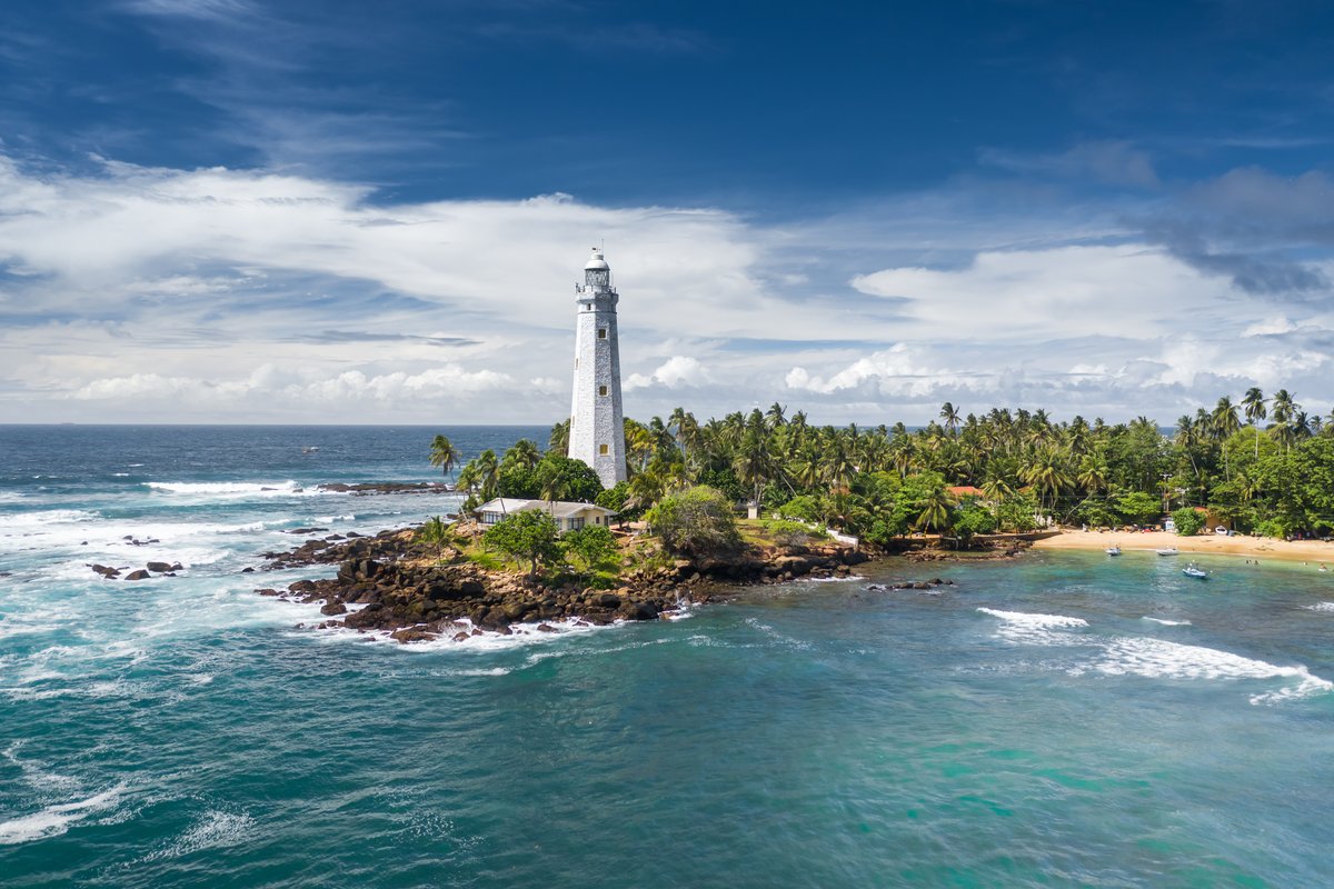 Aerial view of Dondra Lighthouse on Sri Lanka's southern coast